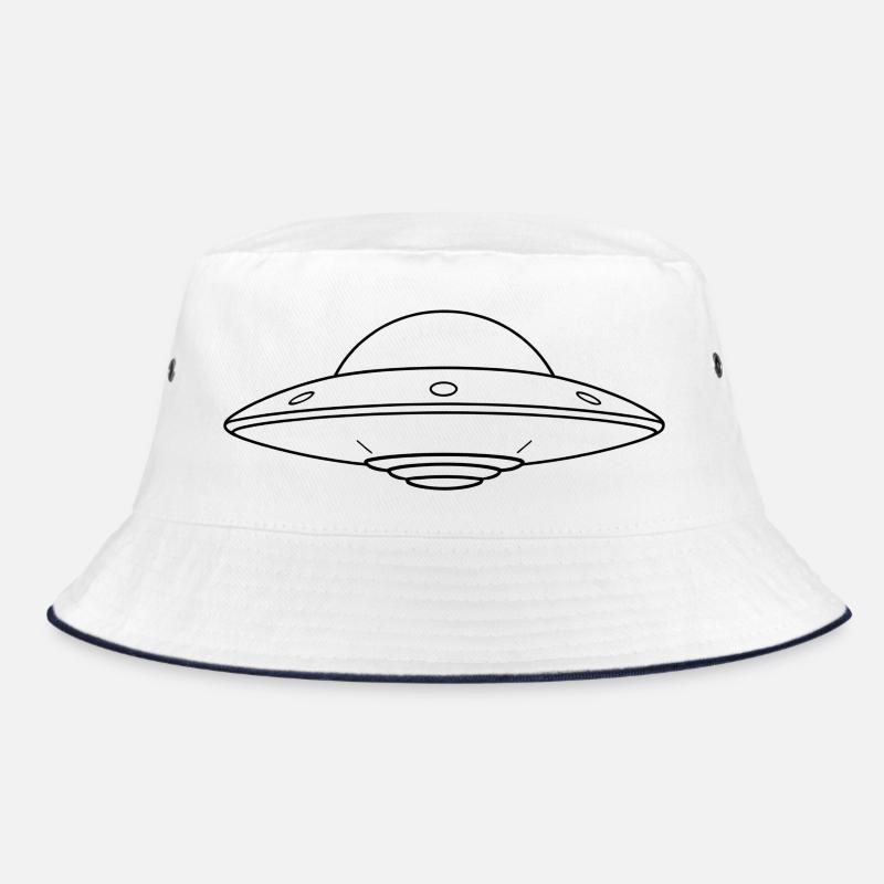 Minimalistic UFO - Bucket Hat - Weiß/Navy