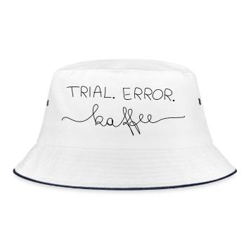 Trial.Error.Kaffee - Bucket Hat - Weiß/Navy - Vorne