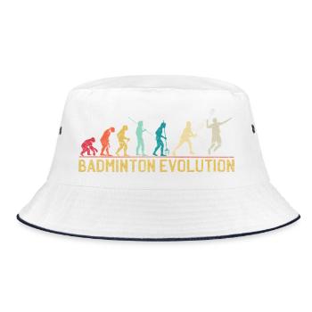 Badminton Evolution Zeitleiste Design - Bucket Hat - Weiß/Navy - Vorne
