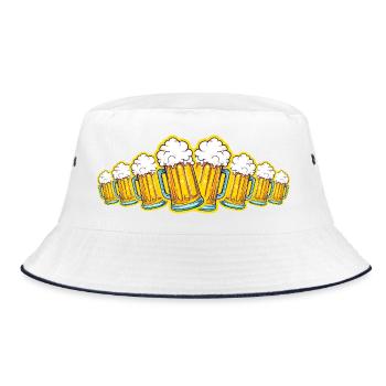 Bier Party Bierglas Anstoßen - Bucket Hat - Weiß/Navy - Vorne