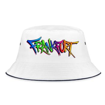 Graffiti-Style Frankfurt Cityscape - Bucket Hat - white/navy - Front