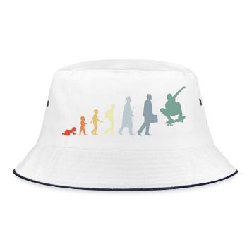 Skateboarder Evolution - Bucket Hat - Weiß/Navy - Vorne