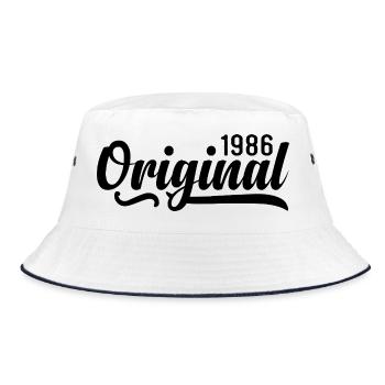 1986 birthday 39 years old, retro 1986 - Bucket Hat - white/navy - Front