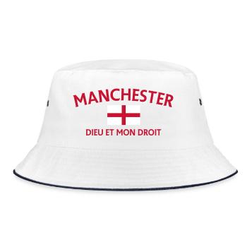 T-shirt à devise du drapeau de Manchester - Bob - blanc/marine - Devant