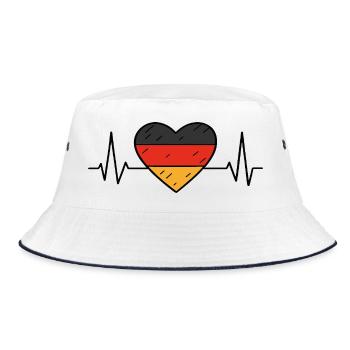 Germany Heartbeat Line Flag Love Travel Design - Bucket Hat - white/navy - Front