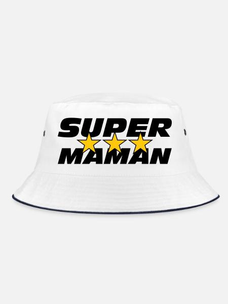 Super Mom - Mother's Day - Bucket Hat - white/navy - Front