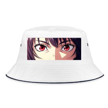 Anime Eyes Red Intense Look Manga Fan - Bucket Hat - white/navy - Front