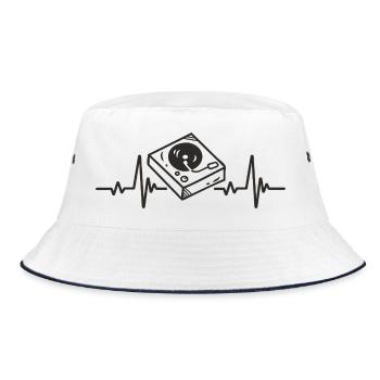 Plattenspieler, Rhythmus, Musik, DJ, Electro Heart - Bucket Hat - Weiß/Navy - Vorne