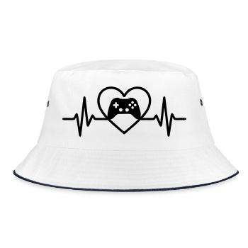 Heart Gaming – Controller Style Gamer - Bucket Hat - white/navy - Front