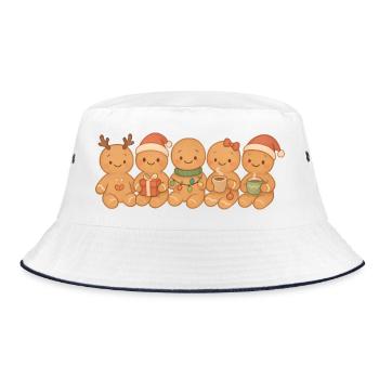 Lebkuchenplätzchen für Männer, Frauen und Kinder - Bucket Hat - Weiß/Navy - Vorne