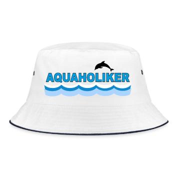 AQUAHOLIC - Bucket Hat - white/navy - Front