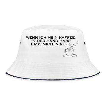 Kaffee in der Hand - Bucket Hat - Weiß/Navy - Vorne