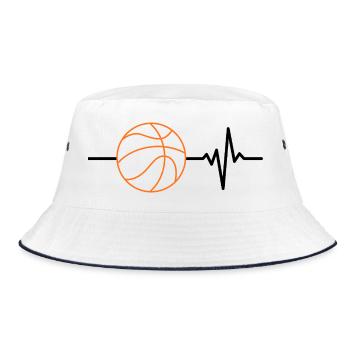 Basketball ist mein Leben, Herzschlag, Court - Bucket Hat - Weiß/Navy - Vorne