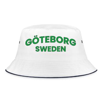 Göteborg, Schweden im grünen Kurventext - Bucket Hat - Weiß/Navy - Vorne