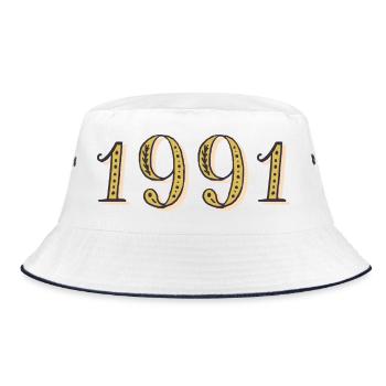 Geburtstagsgeschenk 1991 Vintage 1991 - Bucket Hat - Weiß/Navy - Vorne