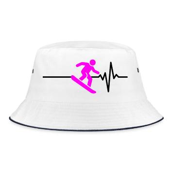 SNOWBOARDERIN HERZSCHLAG PINK, WINTERSPORT - Bucket Hat - Weiß/Navy - Vorne