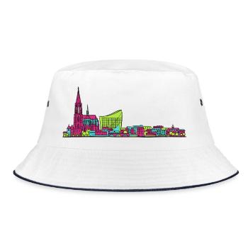 Straßburger Skyline Kathedrale Linienkunst - Bucket Hat - Weiß/Navy - Vorne