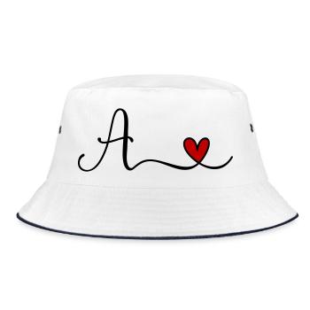 A - Bucket Hat - Weiß/Navy - Vorne
