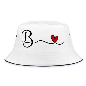 B - Bucket Hat - Weiß/Navy - Vorne