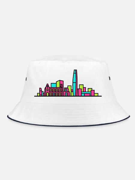 Reading City Skyline Blade Building Moderne Kunst - Bucket Hat - Weiß/Navy - Vorne