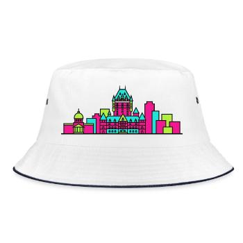 Quebec City Skyline Chateau Frontenac Art - Bucket Hat - white/navy - Front