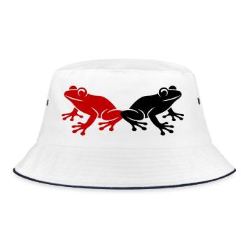 Frosch Kröte - Bucket Hat - Weiß/Navy - Vorne