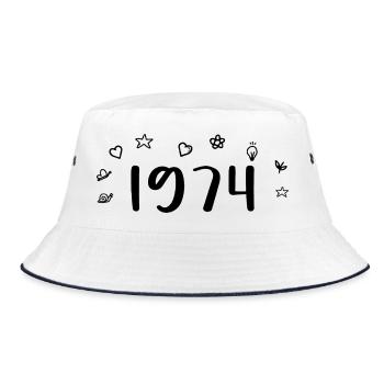 1974 Anniversary 1974 Retro 1974 - Bucket Hat - white/navy - Front
