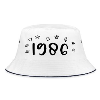 1986 Anniversary 1986 Retro 1986 - Bucket Hat - white/navy - Front