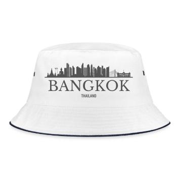 Bangkok, Thailand, Bangkok Skyline - Bucket Hat - Weiß/Navy - Vorne