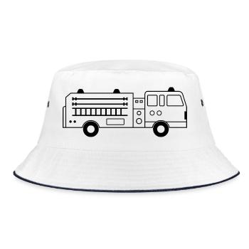 Feuerwehrauto - Bucket Hat - Weiß/Navy - Vorne