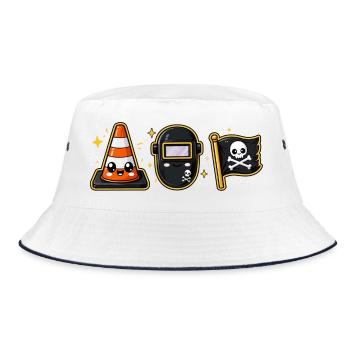 Construction site construction worker pirate - Bucket Hat - white/navy - Front