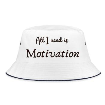 Sigura Design Motivation Typografie Zitat - Bucket Hat - Weiß/Navy - Vorne