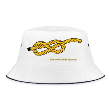 Achtknoten - Knoten Schiff Kapitän Segeln Anker - Bucket Hat - Weiß/Navy - Vorne