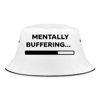 MENTALLY BUFFERING... | Minimal Loading Bar Design - Bucket Hat - white/navy - Front
