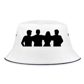 People Group Silhouette Friends Team Together - Bucket Hat - white/navy - Front