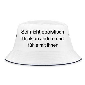 Gegen Egoismus: Empathie & Mitgefühl - Bucket Hat - Weiß/Navy - Vorne