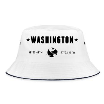 Washington DC Coordinates Planet Earth - Bucket Hat - white/navy - Front