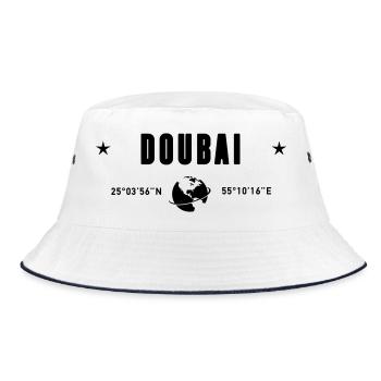 Dubai UAE Coordinates Planet Earth - Bucket Hat - white/navy - Front