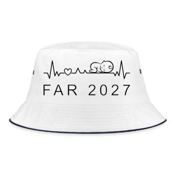 Papa 2027 Herzschlag Schwangerschaft Dänisch - Bucket Hat - Weiß/Navy - Vorne