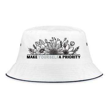 Yourself Flower Frame Design - Bucket Hat - white/navy - Front