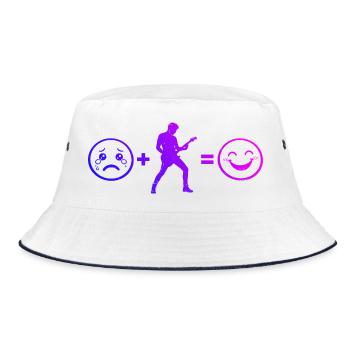 Geschenkidee für einen Guitar-Player mit E-Gitarre - Bucket Hat - Weiß/Navy - Vorne