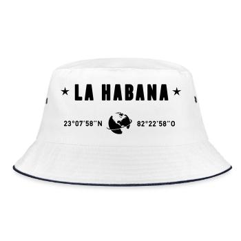 La Habana Cuba Coordinates Globe - Bucket Hat - white/navy - Front