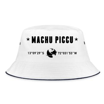 Machu Picchu Peru Coordinates Globe - Bucket Hat - white/navy - Front