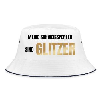 Meine Schweißperlen sind Glitzer - Bucket Hat - Weiß/Navy - Vorne