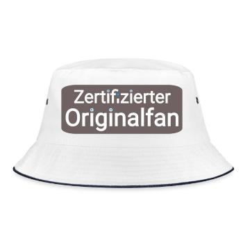 Lustiges Emblem für Fans  - Bucket Hat - Weiß/Navy - Vorne