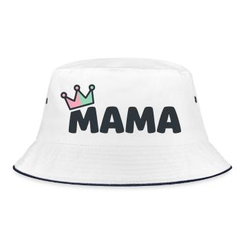 Mama Krone Königin Muttertag Beste Mama - Bucket Hat - Weiß/Navy - Vorne