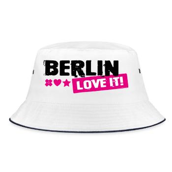 Berlin Love It Pink Stamp - Bucket Hat - Weiß/Navy - Vorne