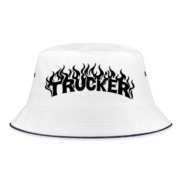 Trucker Lettering Flames - Color Changeable - Bucket Hat - white/navy - Front