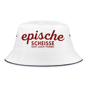 Epische Scheisse geht auch vorbei - Bucket Hat - Weiß/Navy - Vorne