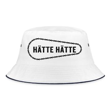 Hätte Hätte Fahrradkette – Geschenk für Radfahrer - Bucket Hat - Weiß/Navy - Vorne
